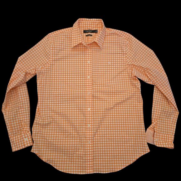 Lauren Ralph Lauren size L non iron stretch gingham plaid button shirt. read! - Picture 1 of 10